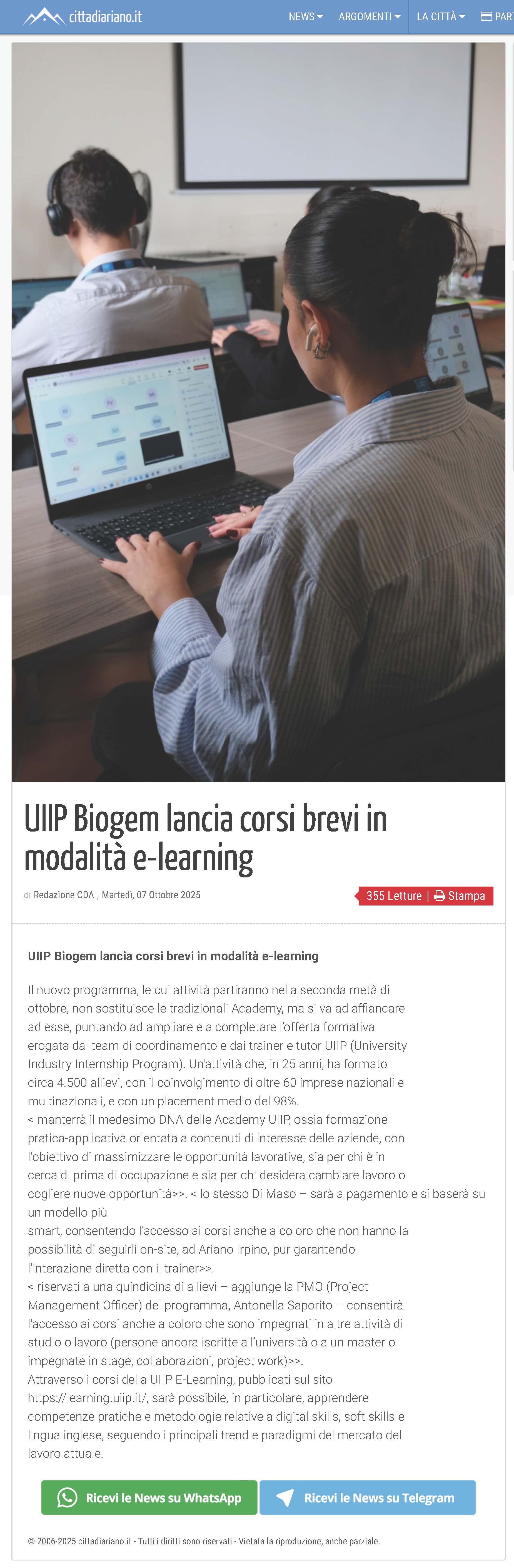 UIIP Biogem lancia corsi brevi in modalità e-learning